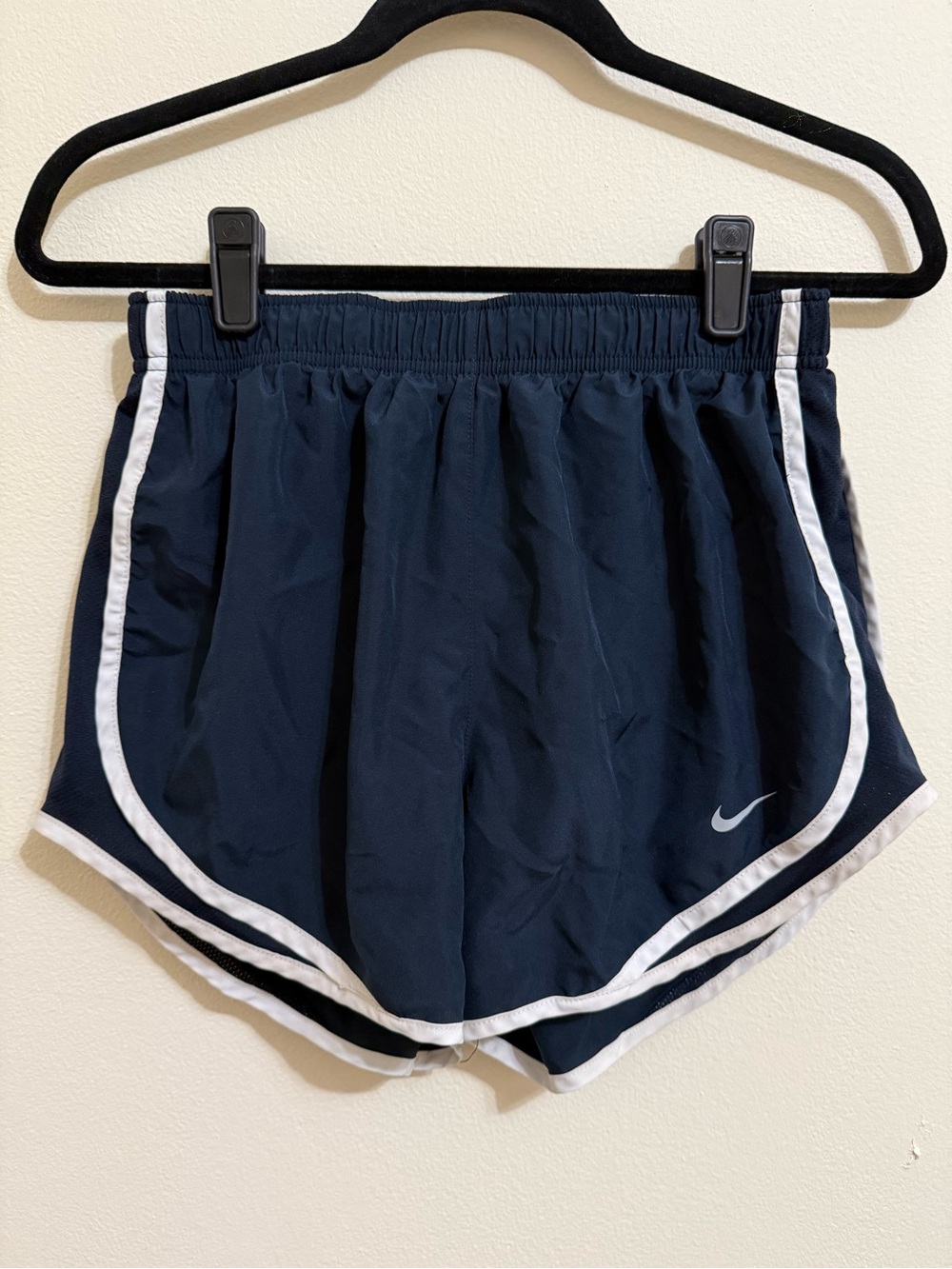 Nike Women's Navy Athletic Shorts with White Piping